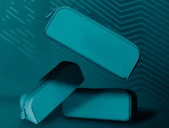 Fourre-tout antartik rectangulaire 1 compartiment en silicone modele prisma 185x50x75mm coloris turquoise