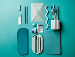 Fourre-tout antartik rectangulaire 1 compartiment en silicone modele prisma 185x50x75mm coloris turquoise