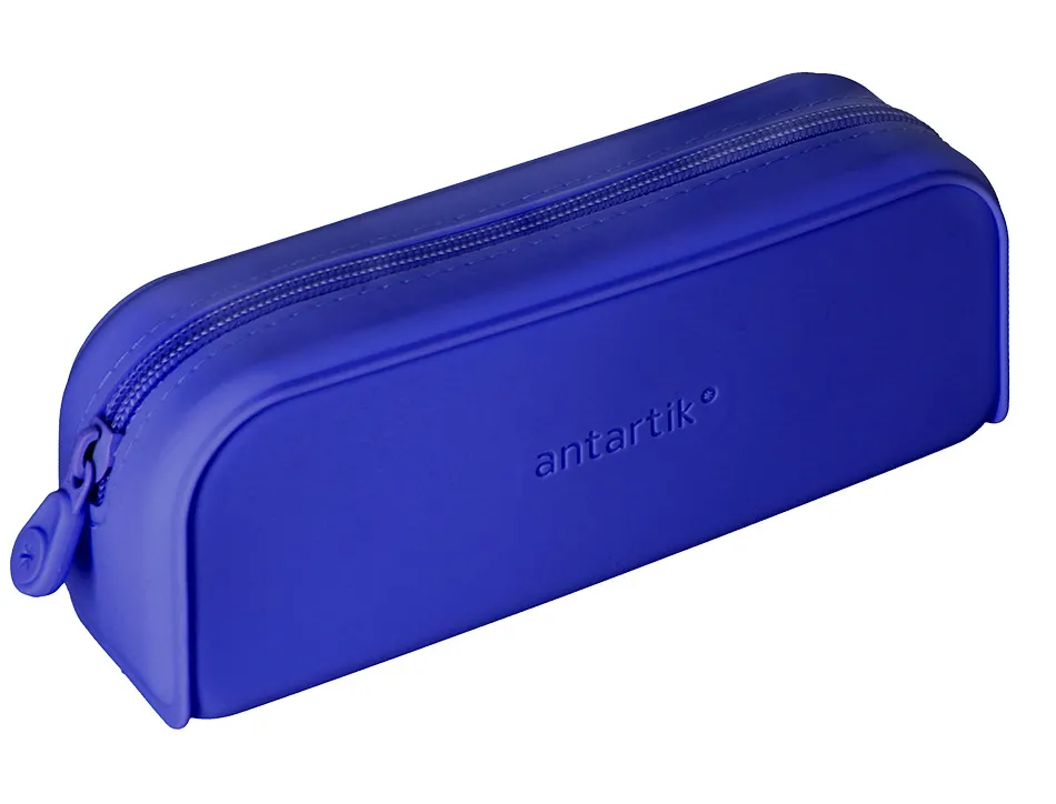 Fourre-tout antartik rectangulaire 1 compartiment en silicone modele prisma 185x50x75mm coloris bleu