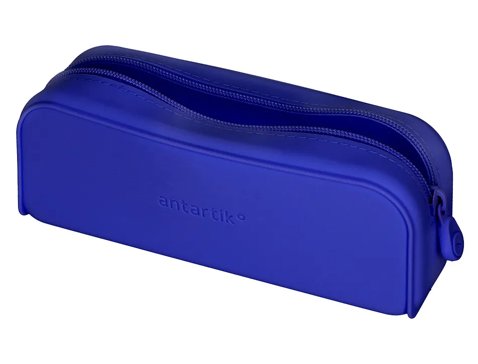 Fourre-tout antartik rectangulaire 1 compartiment en silicone modele prisma 185x50x75mm coloris bleu