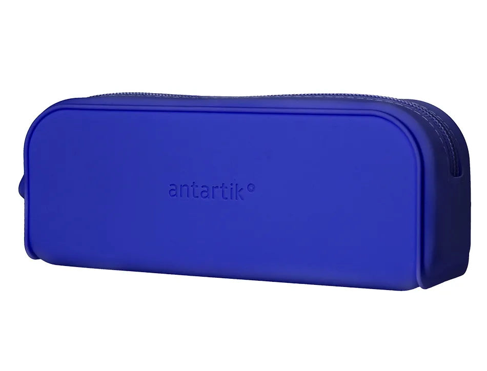 Fourre-tout antartik rectangulaire 1 compartiment en silicone modele prisma 185x50x75mm coloris bleu