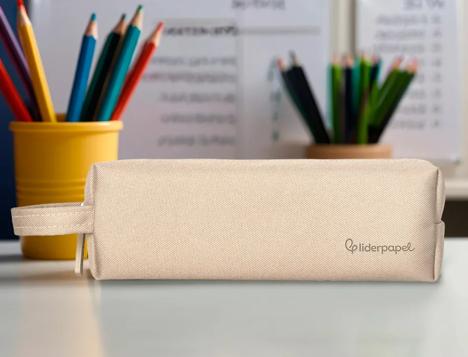 Fourre-tout liderpapel 1 compartiment avec anse 21x7cm coloris beige