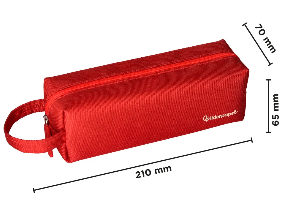 Fourre-tout liderpapel 1 compartiment avec anse 21x7cm coloris rouge