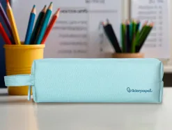 Fourre-tout liderpapel 1 compartiment avec anse 21x7cm coloris bleu celeste