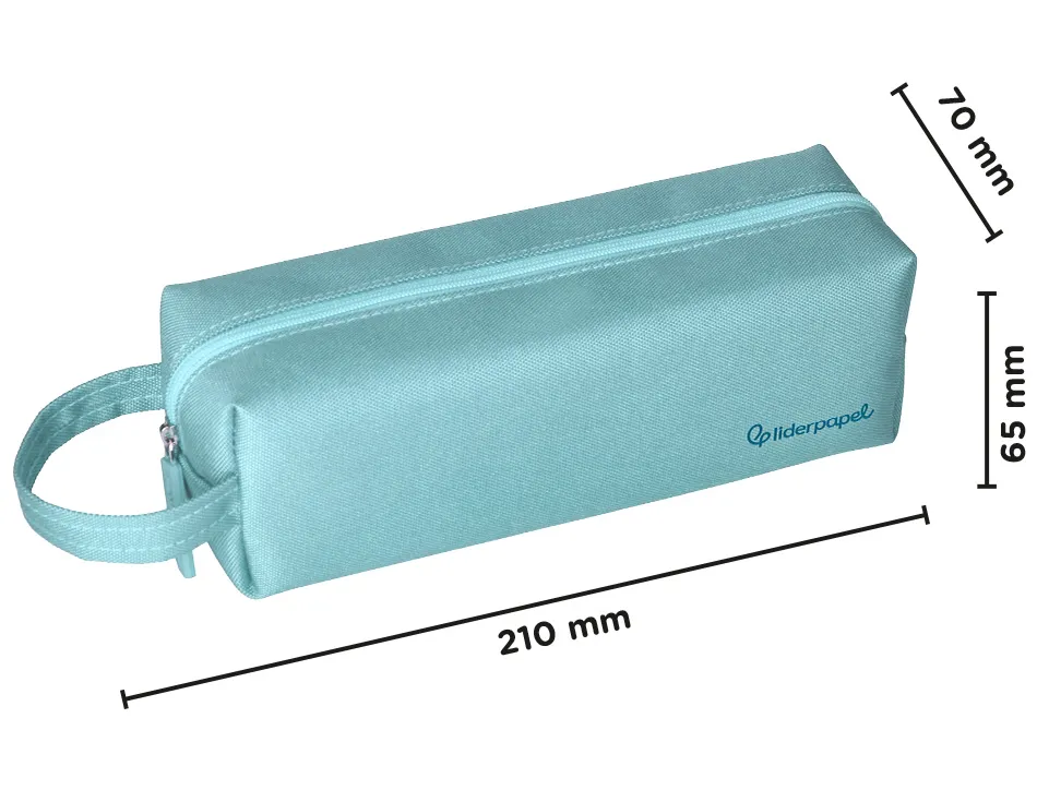 Fourre-tout liderpapel 1 compartiment avec anse 21x7cm coloris bleu celeste