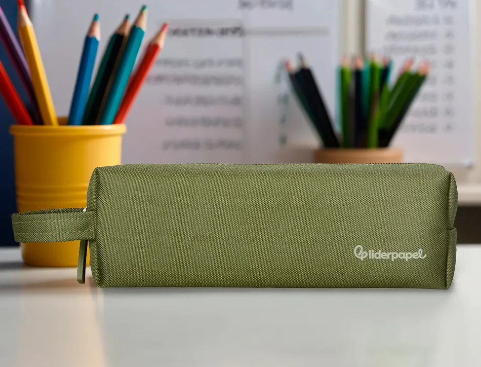 Fourre-tout liderpapel 1 compartiment avec anse 21x7cm coloris vert militaire