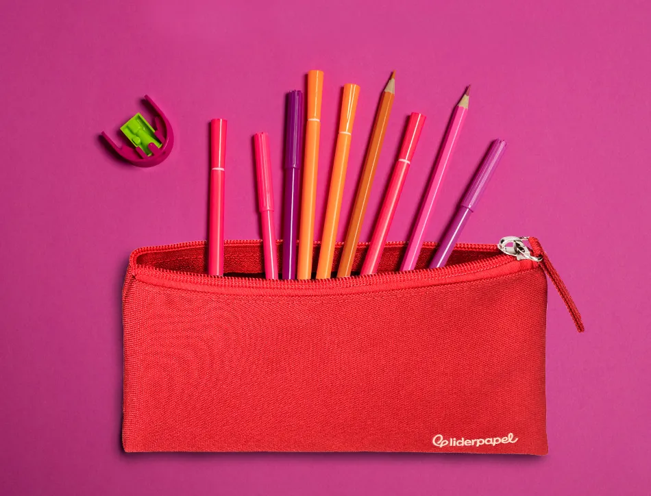 Fourre-tout liderpapel plat 1 compartiment 20x10cm coloris rouge