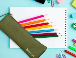 Fourre-tout liderpapel plat mince 1 compartiment 20x6cm coloris vert militaire