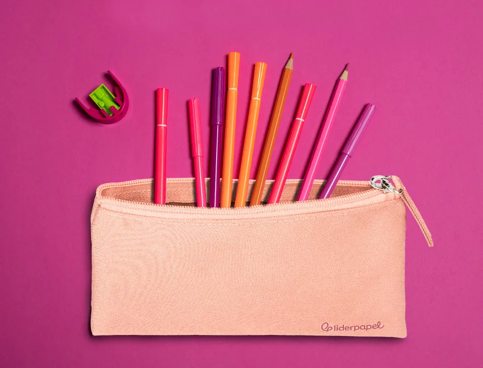 Fourre-tout liderpapel plat 1 compartiment 20x10cm coloris rose peche