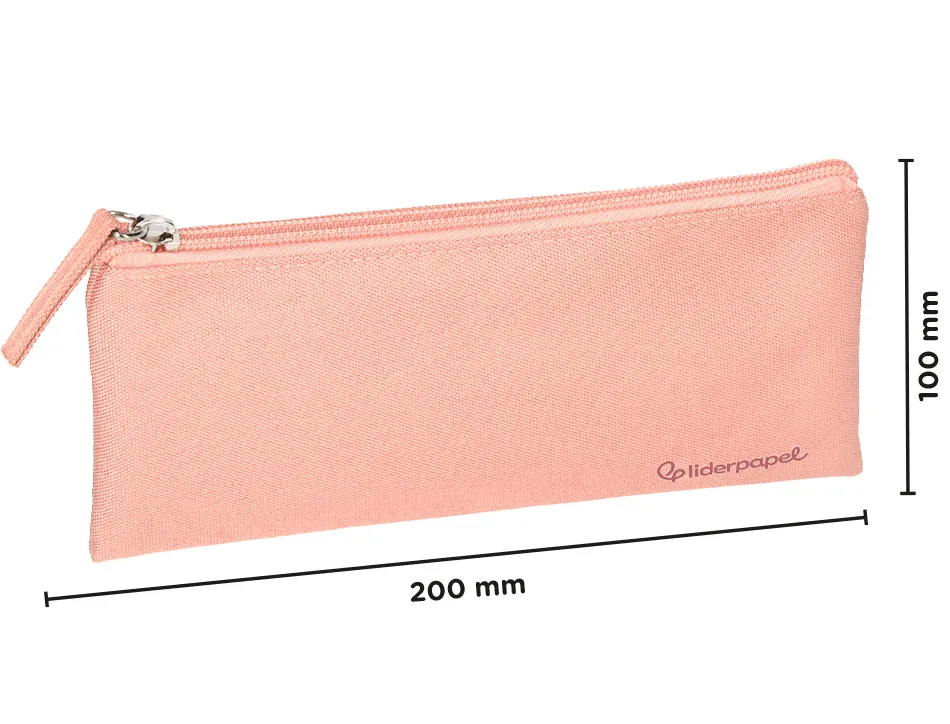 Fourre-tout liderpapel plat 1 compartiment 20x10cm coloris rose peche