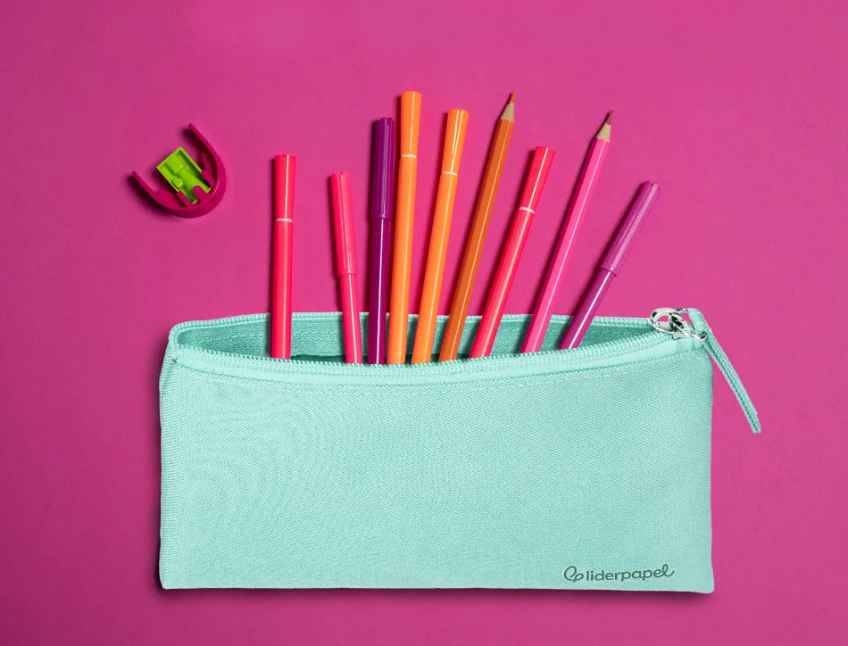 Fourre-tout liderpapel plat 1 compartiment 20x10cm coloris vert amande