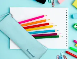 Fourre-tout liderpapel plat mince 1 compartiment 20x6cm coloris bleu celeste