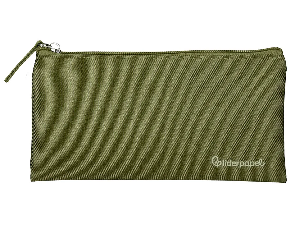 Fourre-tout liderpapel plat 1 compartiment 20x10cm coloris vert militaire
