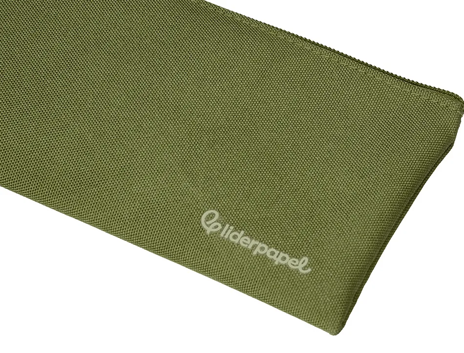 Fourre-tout liderpapel plat 1 compartiment 20x10cm coloris vert militaire