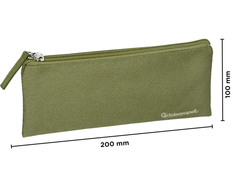 Fourre-tout liderpapel plat 1 compartiment 20x10cm coloris vert militaire