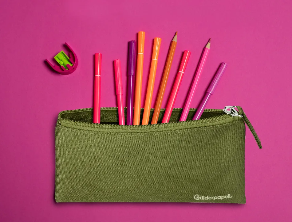 Fourre-tout liderpapel plat 1 compartiment 20x10cm coloris vert militaire