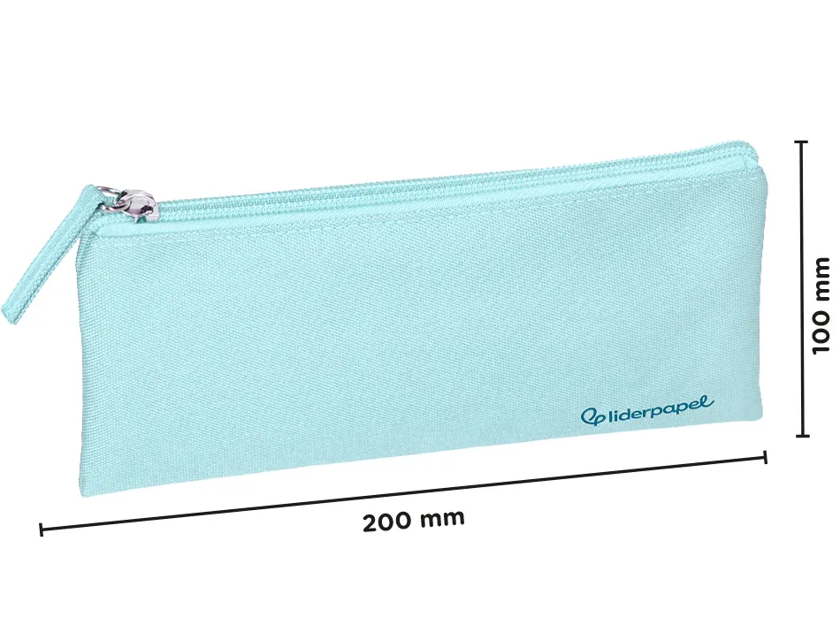 Fourre-tout liderpapel plat 1 compartiment 20x10cm coloris bleu celeste