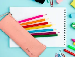 Fourre-tout liderpapel plat mince 1 compartiment 20x6cm coloris rose peche