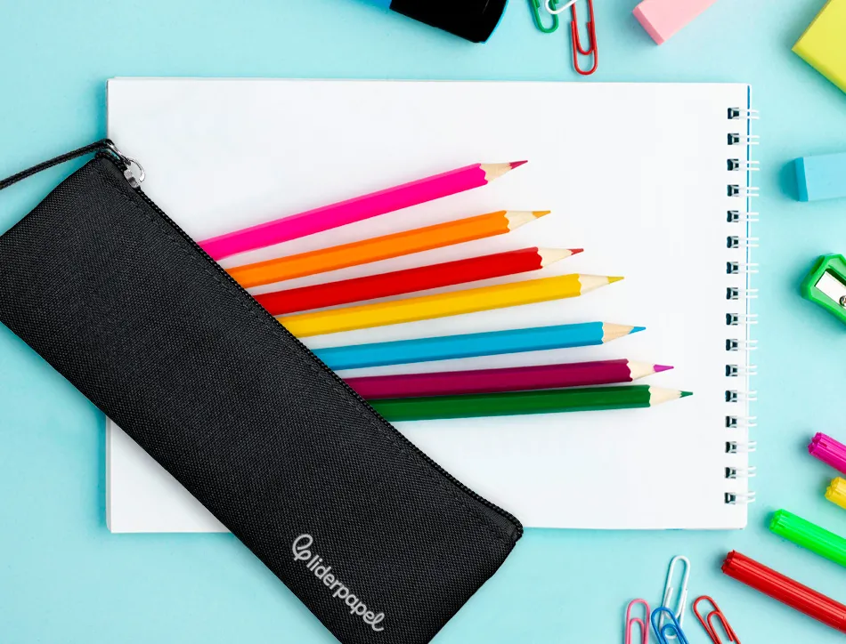 Fourre-tout liderpapel plat mince 1 compartiment 20x6cm coloris noir