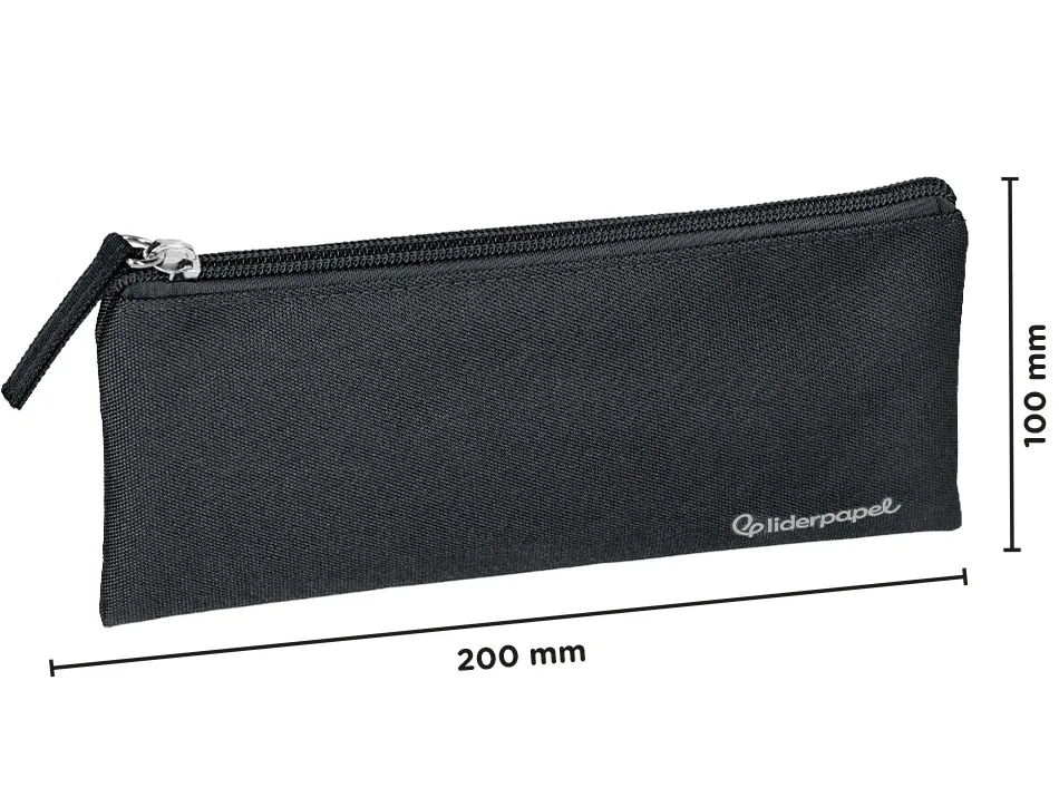 Fourre-tout liderpapel plat 1 compartiment 20x10cm coloris noir