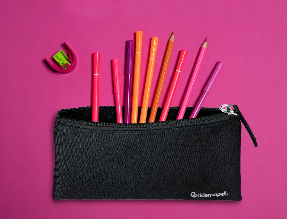 Fourre-tout liderpapel plat 1 compartiment 20x10cm coloris noir