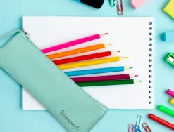 Fourre-tout liderpapel plat mince 1 compartiment 20x6cm coloris vert amande
