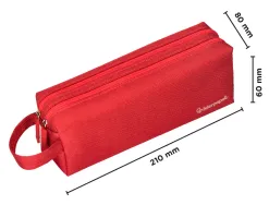 Fourre-tout liderpapel rectangulaire 2 compartiments anse de prehension 21x8cm coloris rouge