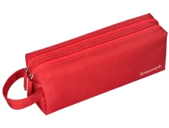 Fourre-tout liderpapel rectangulaire 2 compartiments anse de prehension 21x8cm coloris rouge