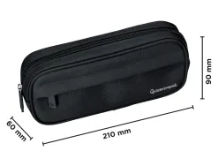 Fourre-tout liderpapel rectangulaire coins arrondis 1 compartiment avec poche avant 21x9cm coloris noir