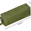 Fourre-tout liderpapel rectangulaire 2 compartiments anse de prehension 21x8cm coloris vert militaire