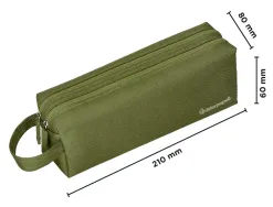 Fourre-tout liderpapel rectangulaire 2 compartiments anse de prehension 21x8cm coloris vert militaire