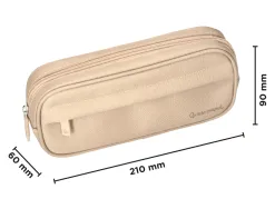 Fourre-tout liderpapel rectangulaire coins arrondis 1 compartiment avec poche avant 21x9cm coloris beige
