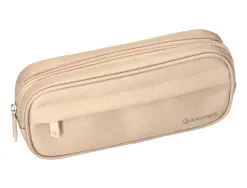 Fourre-tout liderpapel rectangulaire coins arrondis 1 compartiment avec poche avant 21x9cm coloris beige