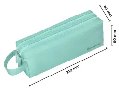 Fourre-tout liderpapel rectangulaire 2 compartiments anse de prehension 21x8cm coloris vert amande