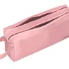 Fourre-tout liderpapel rectangulaire 2 compartiments anse de prehension 21x8cm coloris rose