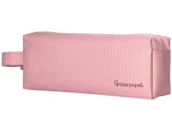 Fourre-tout liderpapel rectangulaire 2 compartiments anse de prehension 21x8cm coloris rose