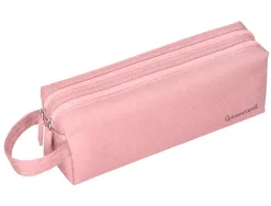 Fourre-tout liderpapel rectangulaire 2 compartiments anse de prehension 21x8cm coloris rose