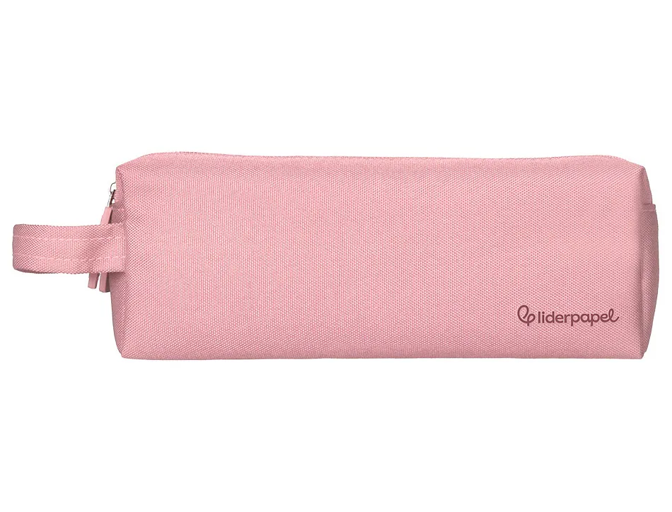 Fourre-tout liderpapel rectangulaire 2 compartiments anse de prehension 21x8cm coloris rose