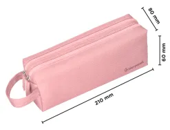 Fourre-tout liderpapel rectangulaire 2 compartiments anse de prehension 21x8cm coloris rose