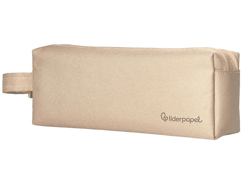Fourre-tout liderpapel rectangulaire 2 compartiments anse de prehension 21x8cm coloris beige