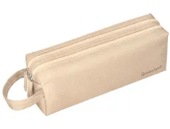 Fourre-tout liderpapel rectangulaire 2 compartiments anse de prehension 21x8cm coloris beige