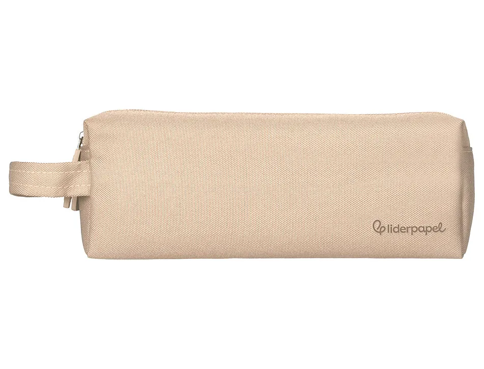 Fourre-tout liderpapel rectangulaire 2 compartiments anse de prehension 21x8cm coloris beige