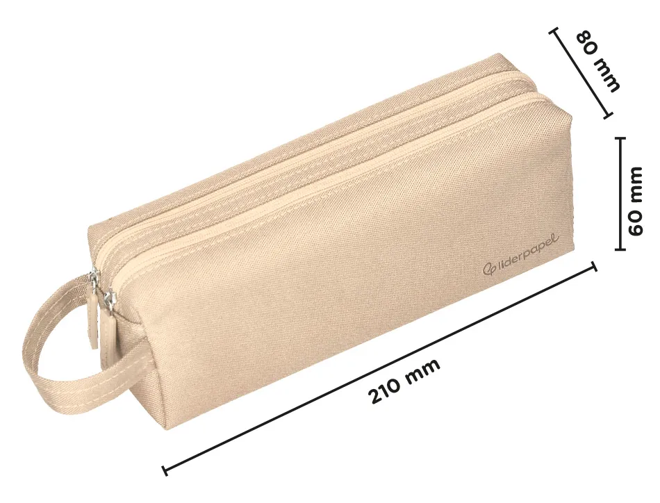 Fourre-tout liderpapel rectangulaire 2 compartiments anse de prehension 21x8cm coloris beige