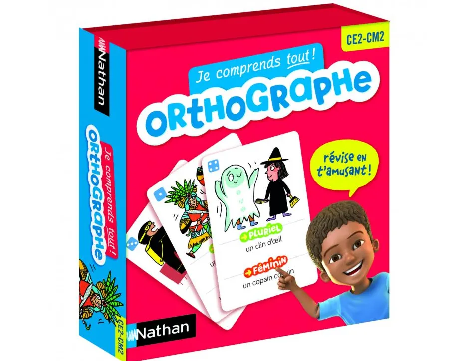 Francais nathan je comprends tout orthographe du ce2 au cm2 80 cartes 1 plateau 2 pions 2 a 4 joueurs