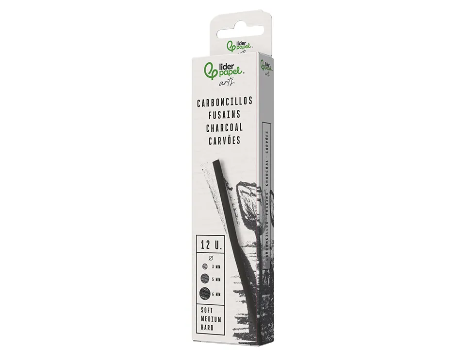 Fusains pour dessin liderpapel set de 12 unites diametres assortis