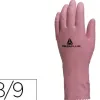 Gant ménage deltaplus latex floqué longueur 30cm épaisseur 0.38mm coloris rose taille 8/9 paire