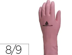 Gant ménage deltaplus latex floqué longueur 30cm épaisseur 0.38mm coloris rose taille 8/9 paire