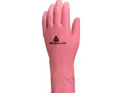 Gant ménage deltaplus latex floqué longueur 30cm épaisseur 0.38mm coloris rose taille 8/9 paire