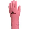 Gant ménage deltaplus latex floqué longueur 30cm épaisseur 0.38mm coloris rose taille 7/8 paire