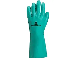 Gant nitrile deltaplus floqué coton longueur 33cm épaisseur 0.40mm coloris vert taille 9/10 paire